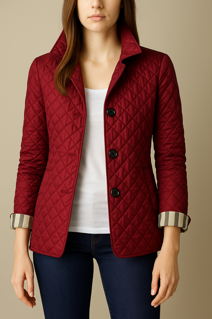 Women's Diamond-Quilted Jacket with Stand Collar
