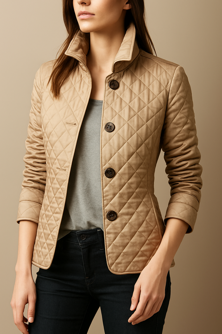 Women's Diamond-Quilted Jacket with Stand Collar