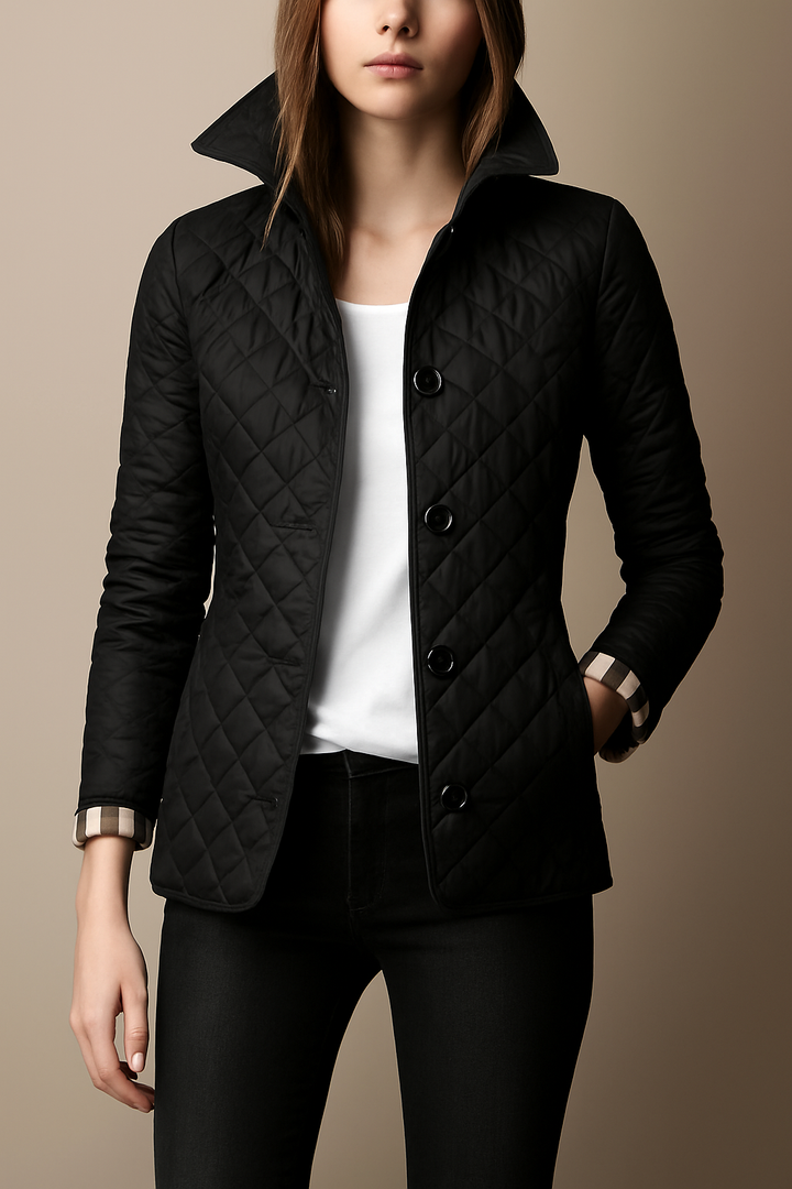 Women's Diamond-Quilted Jacket with Stand Collar