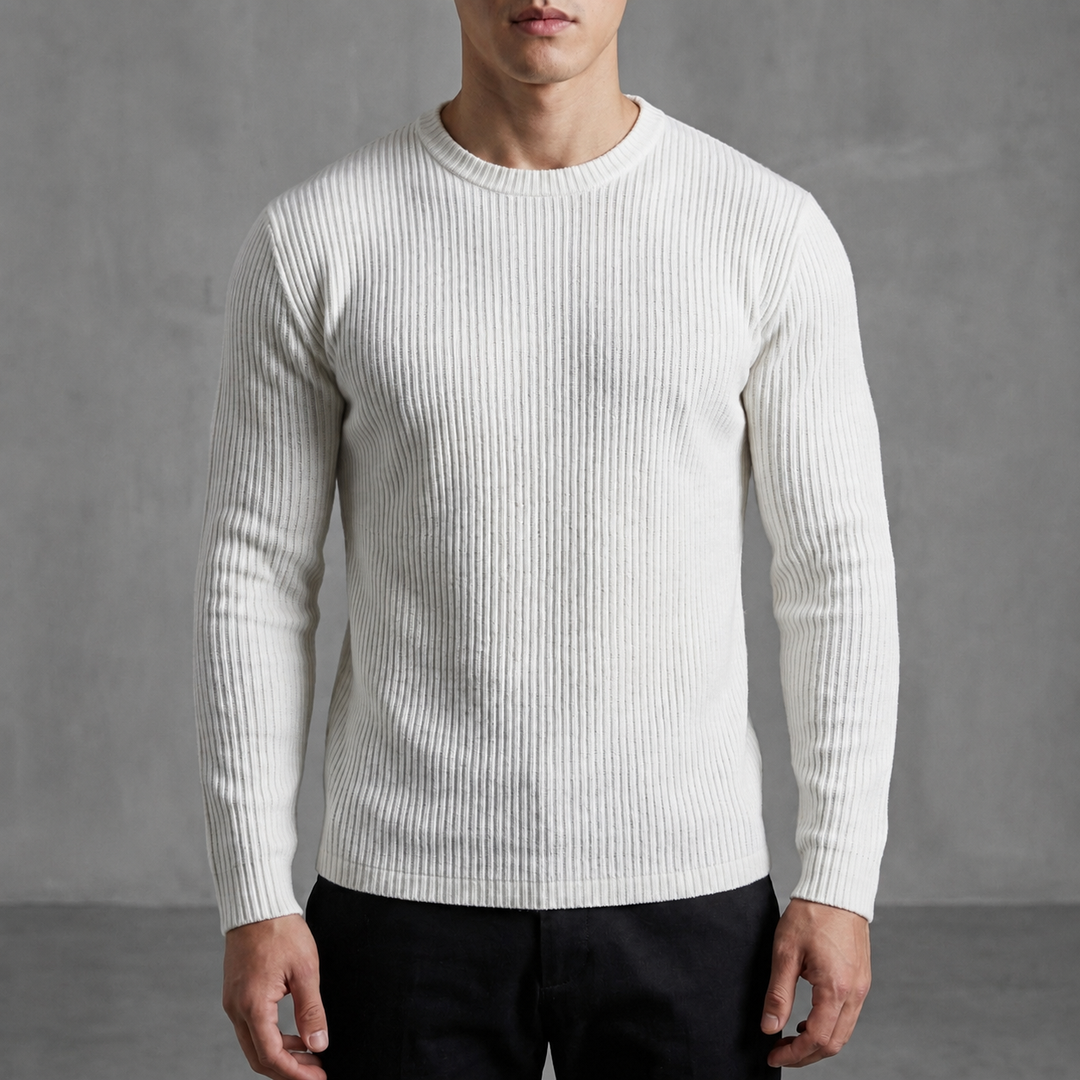 Men's Ribbed Knit Crewneck Sweater in Slim Fit