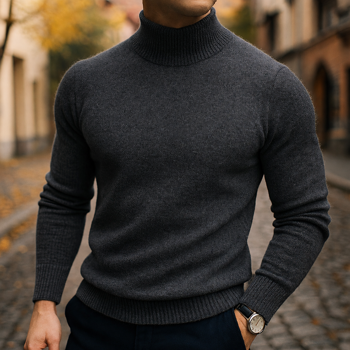 Men's Ribbed Turtleneck Sweater in Regular Fit