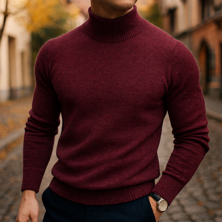 Men's Ribbed Turtleneck Sweater in Regular Fit