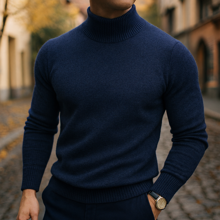 Men's Ribbed Turtleneck Sweater in Regular Fit
