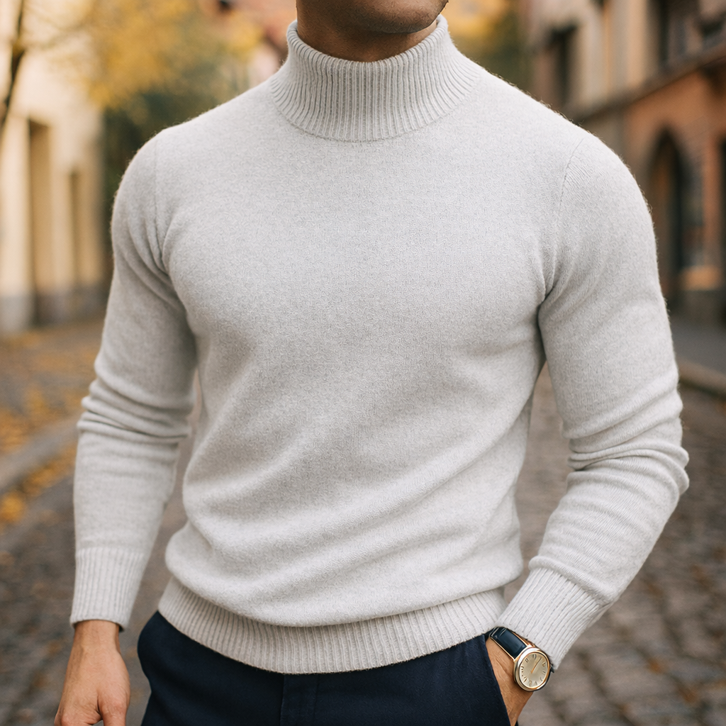 Men's Ribbed Turtleneck Sweater in Regular Fit