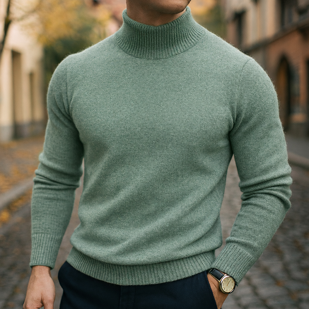 Men's Ribbed Turtleneck Sweater in Regular Fit