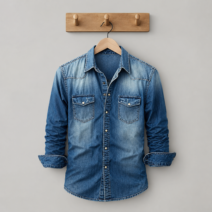 Men's Denim Button-Up Shirt in Slim Fit