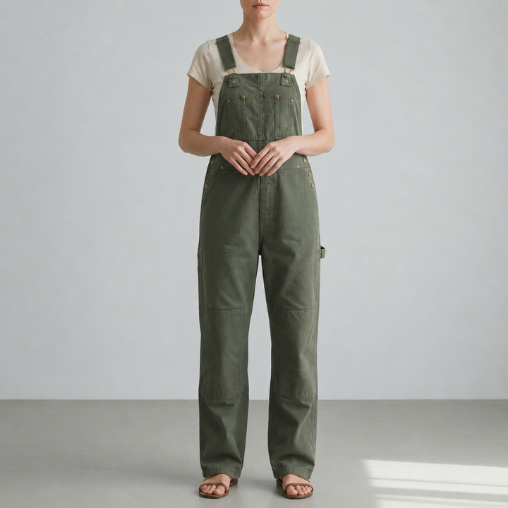 Women's Canvas Bib Overalls with Adjustable Straps