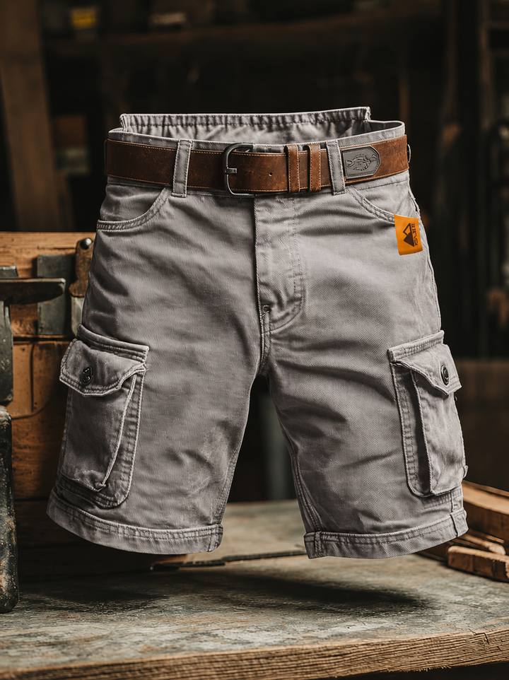 Men's Cotton Cargo Shorts with Button Flap Pockets