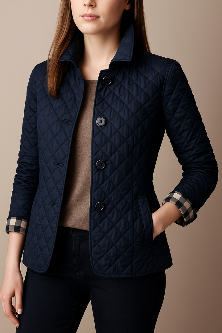 Women's Diamond-Quilted Jacket with Stand Collar
