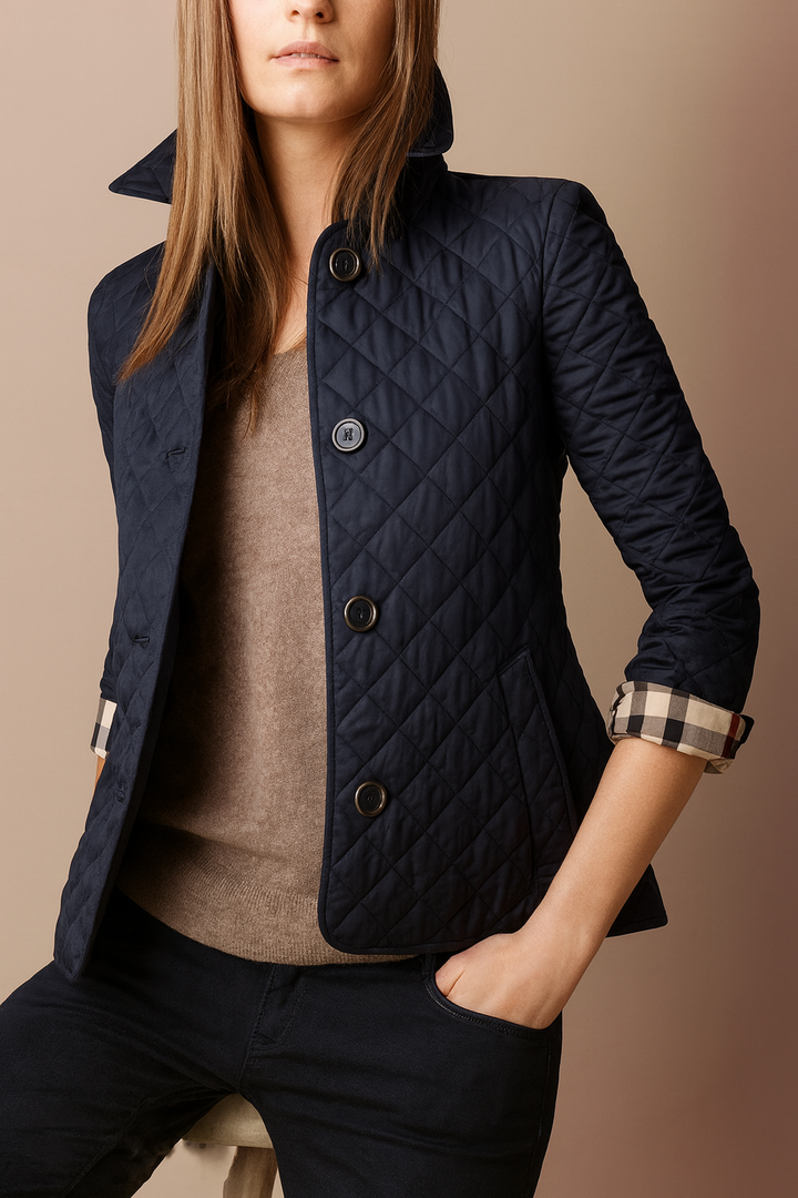Women's Diamond-Quilted Jacket with Stand Collar
