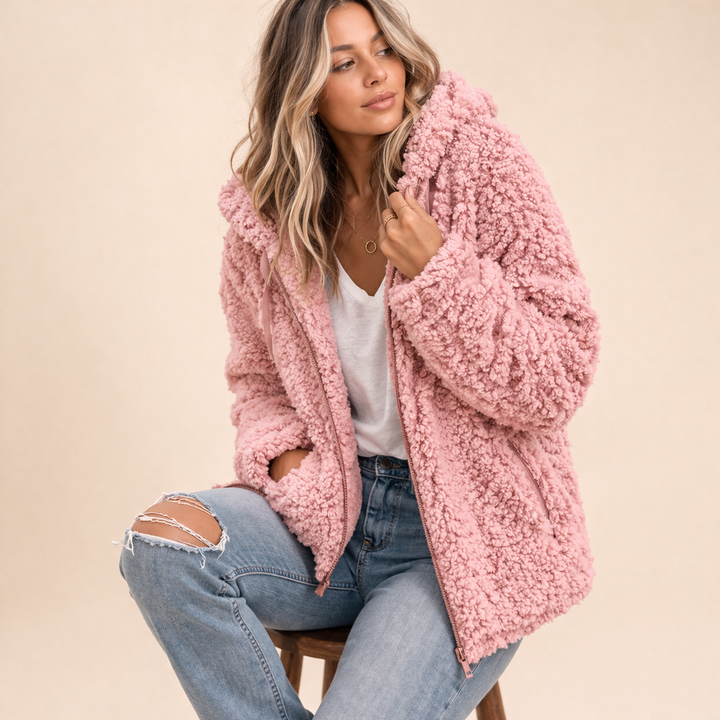 Women's Hooded Sherpa Fleece Jacket