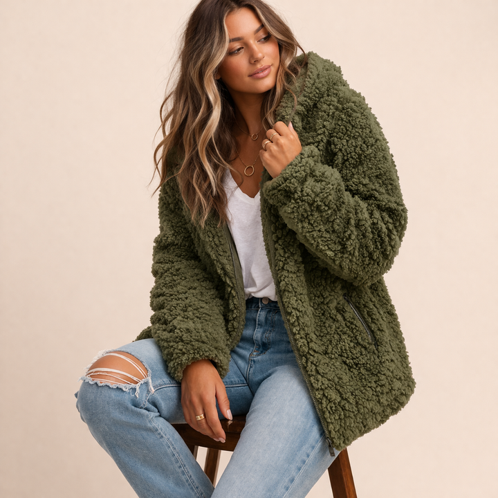 Women's Hooded Sherpa Fleece Jacket