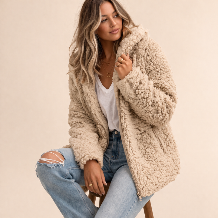 Women's Hooded Sherpa Fleece Jacket