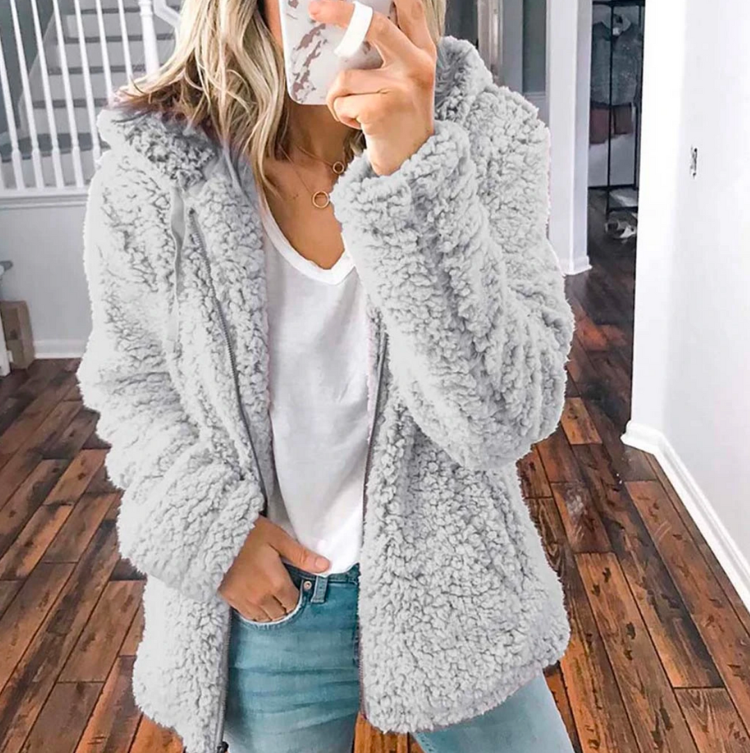 Women's Hooded Sherpa Fleece Jacket