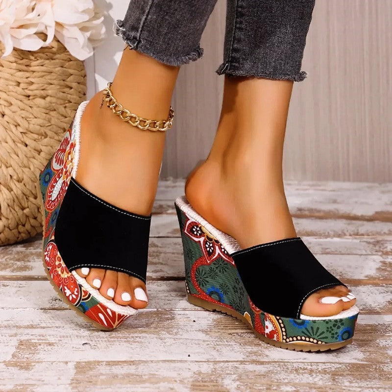 Women's Floral Platform Wedge Sandals