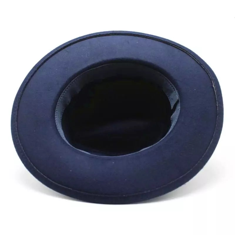 Wide Brim Fedora Hat with Buckle Strap Trim