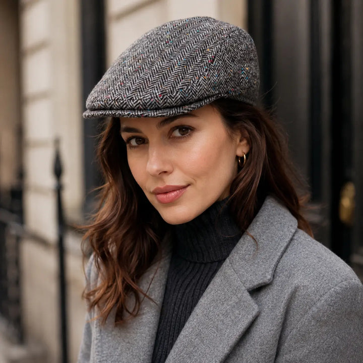 Men's Wool Herringbone Flat Cap