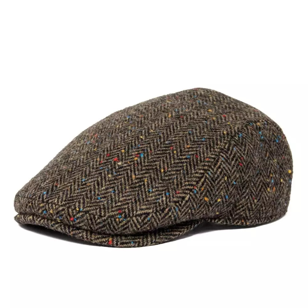 Men's Wool Herringbone Flat Cap
