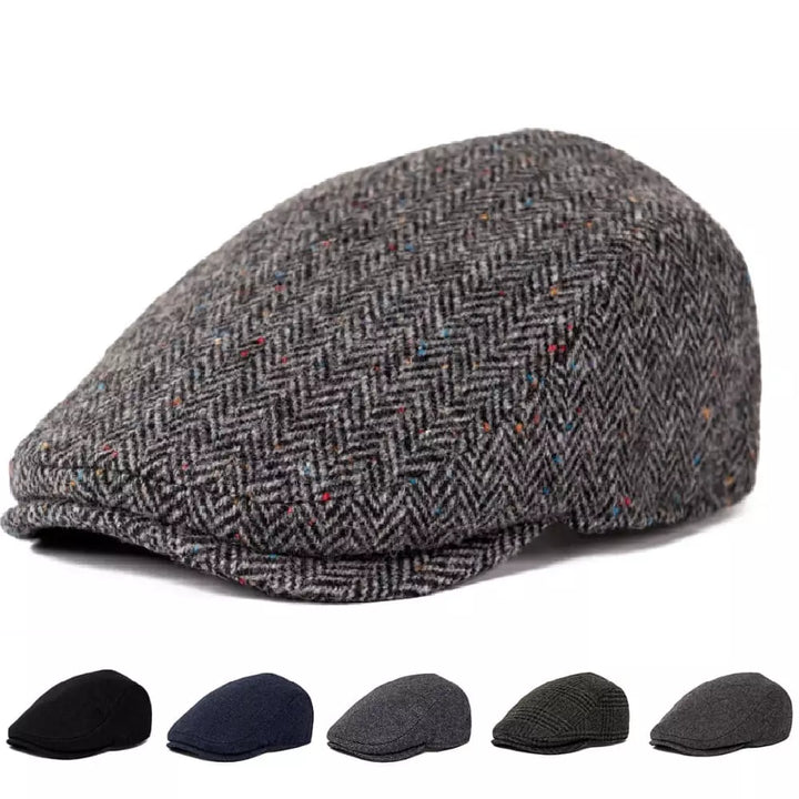 Men's Wool Herringbone Flat Cap