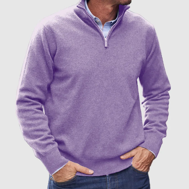 Men's Quarter Zip Mock Neck Sweater