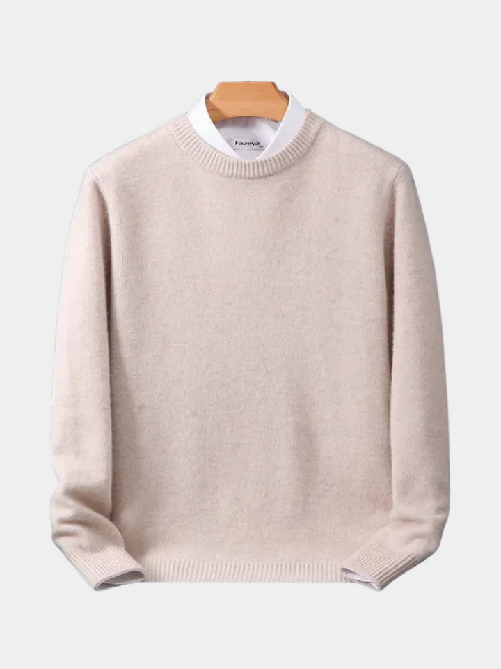 Men's Mock Neck Knit Sweater with Layered Collar