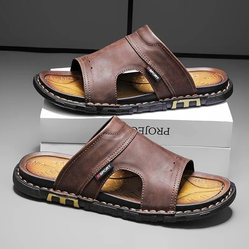 Orthopedic Leather Slide Sandals