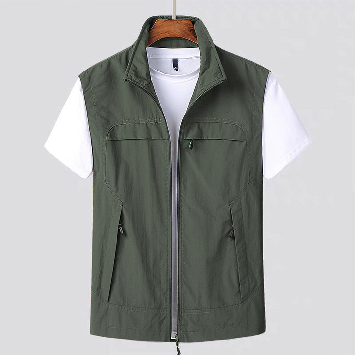 Men's Zip-Up Utility Vest with Chest Pocket