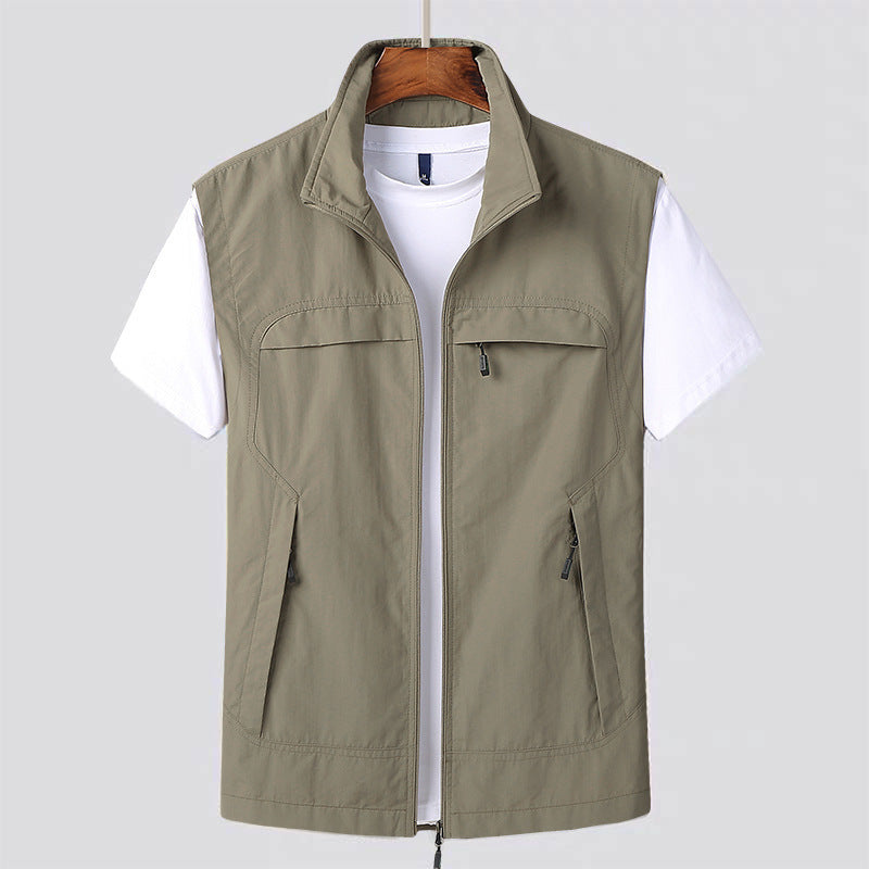Men's Zip-Up Utility Vest with Chest Pocket