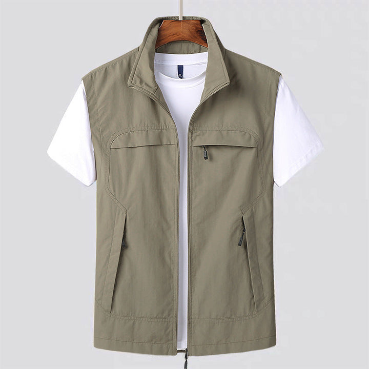 Men's Zip-Up Utility Vest with Chest Pocket