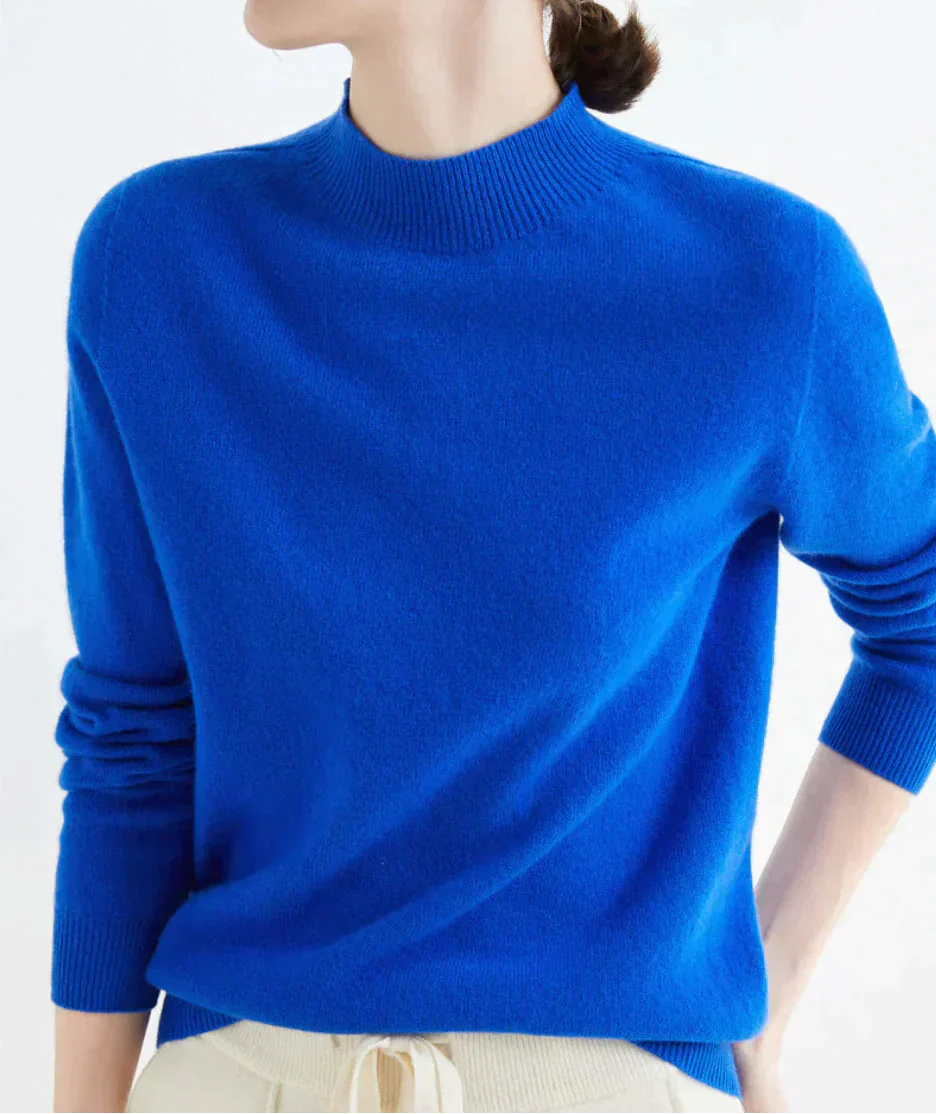 Women's Ribbed Mock Neck Fitted Sweater