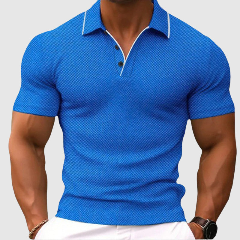 Men's Textured Knit Polo Shirt with Contrast Trim