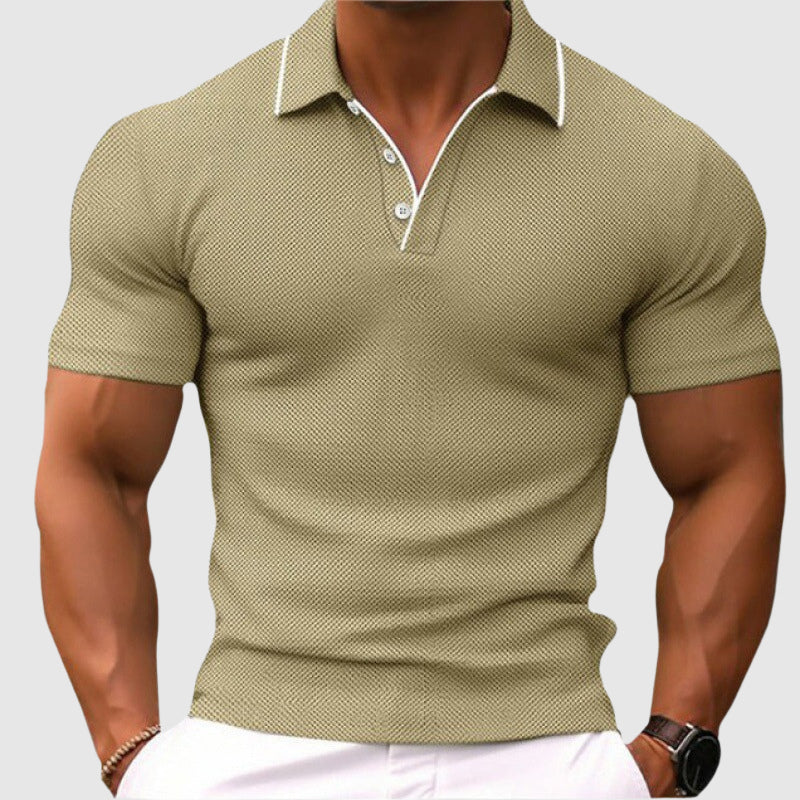Men's Textured Knit Polo Shirt with Contrast Trim