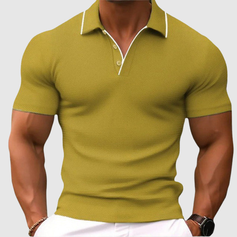Men's Textured Knit Polo Shirt with Contrast Trim