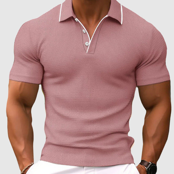 Men's Textured Knit Polo Shirt with Contrast Trim