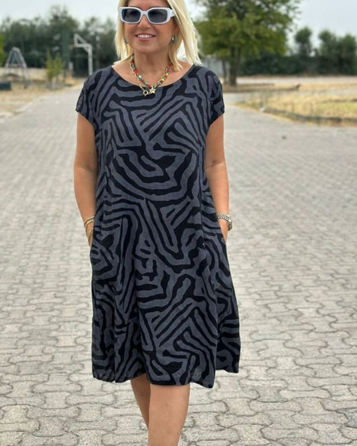 Women's Abstract Print Midi Dress