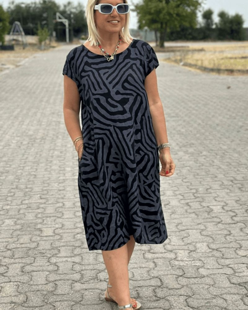 Women's Abstract Print Midi Dress