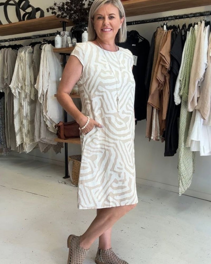 Women's Abstract Print Midi Dress