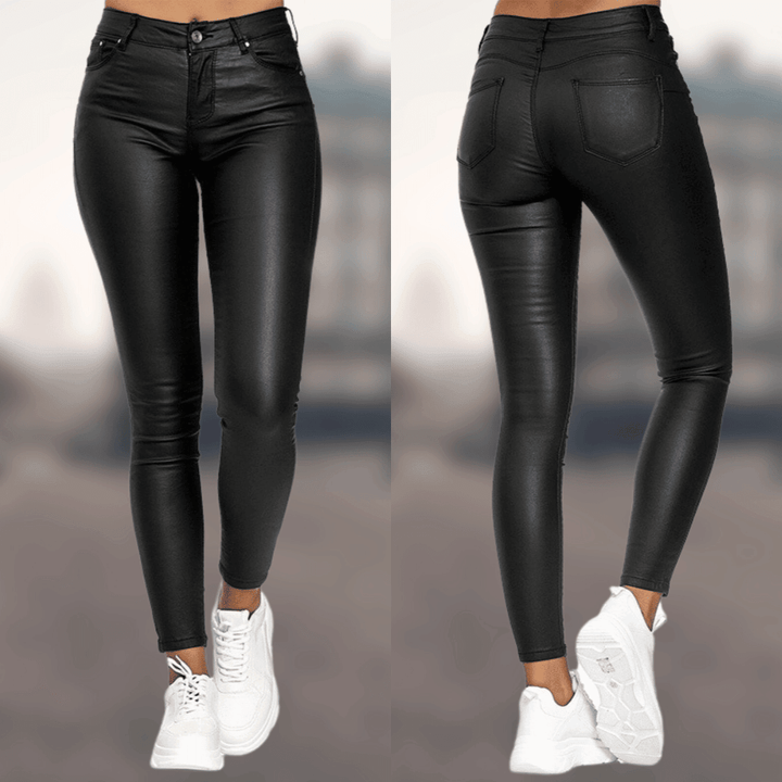 High Waisted Faux Leather Skinny Pants