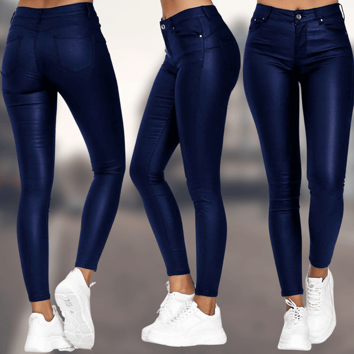 High Waisted Faux Leather Skinny Pants