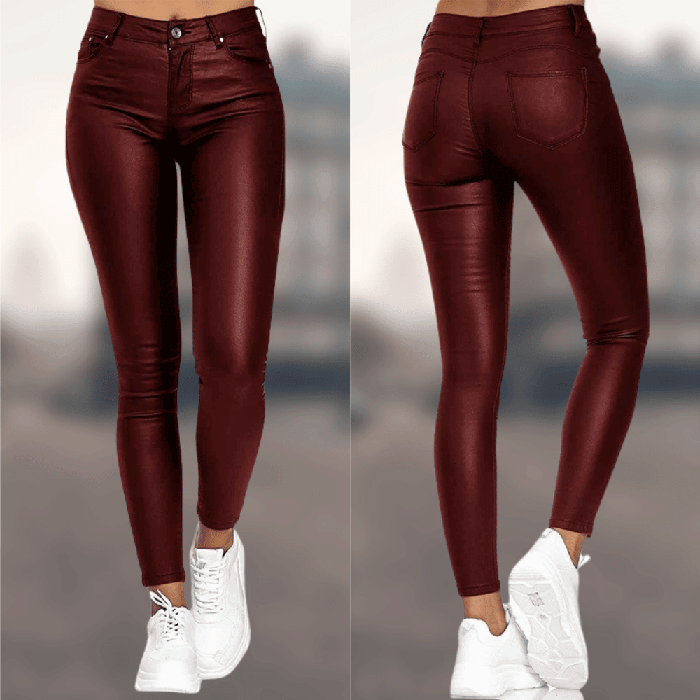 High Waisted Faux Leather Skinny Pants