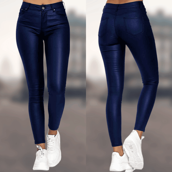 High Waisted Faux Leather Skinny Pants