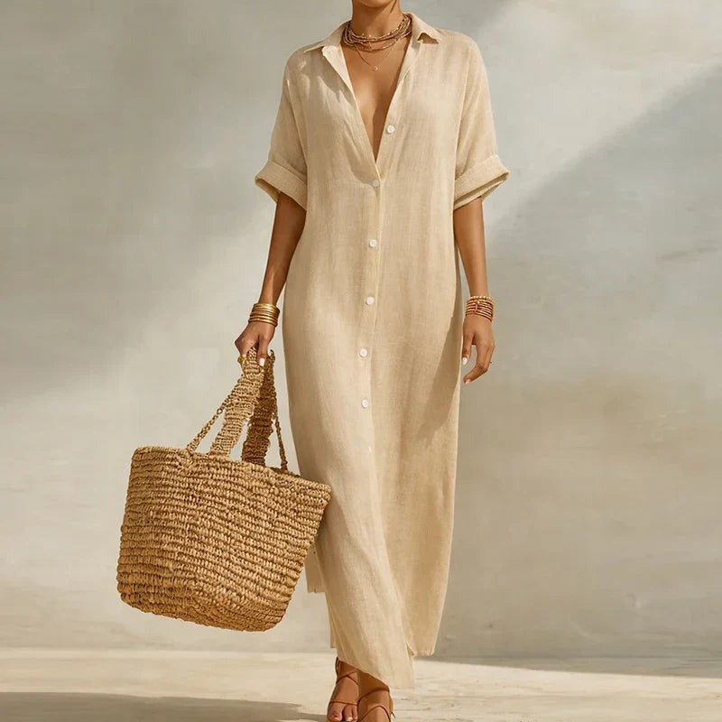 Striped Button Front Shirt Dress
