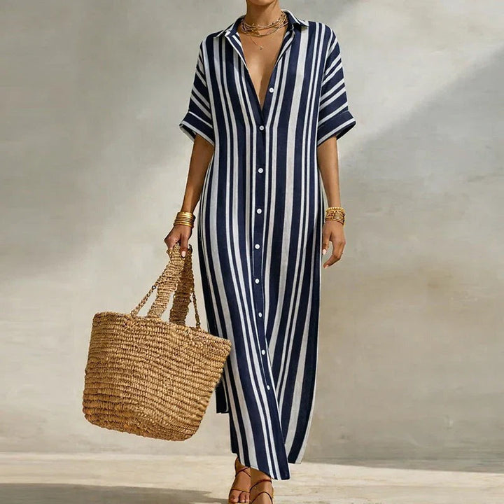 Striped Button Front Shirt Dress