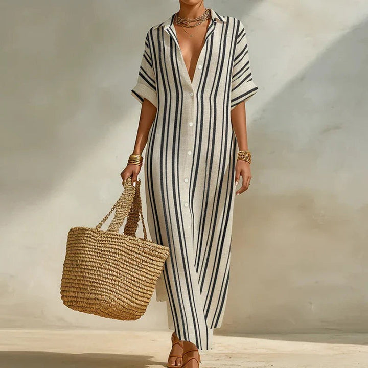 Striped Button Front Shirt Dress