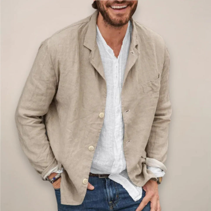 Classic Button Front Linen Blazer