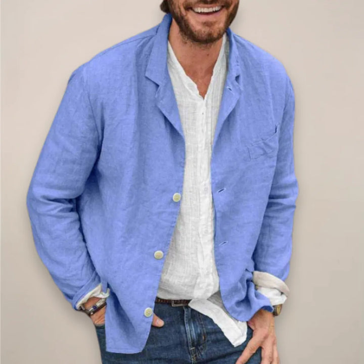 Classic Button Front Linen Blazer
