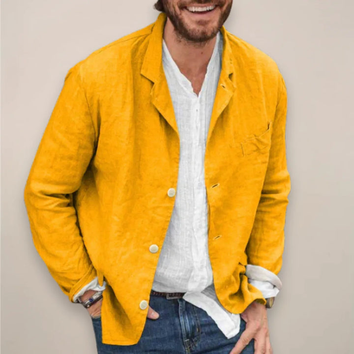 Classic Button Front Linen Blazer