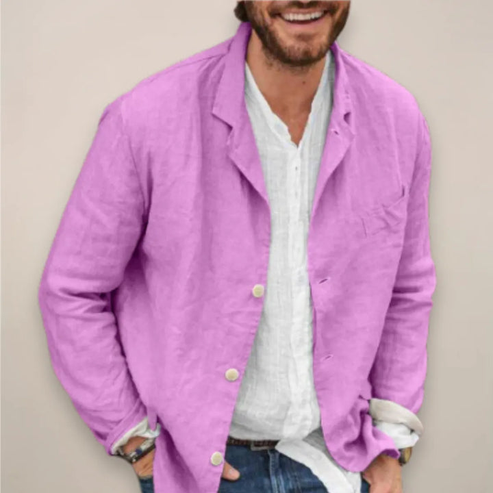 Classic Button Front Linen Blazer