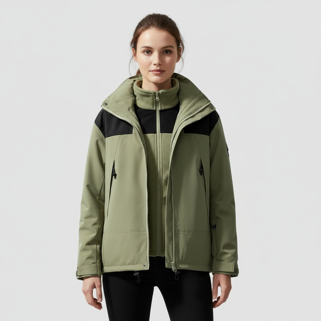 Women's 3-in-1 Fleece-Lined Winter Jacket with Hood