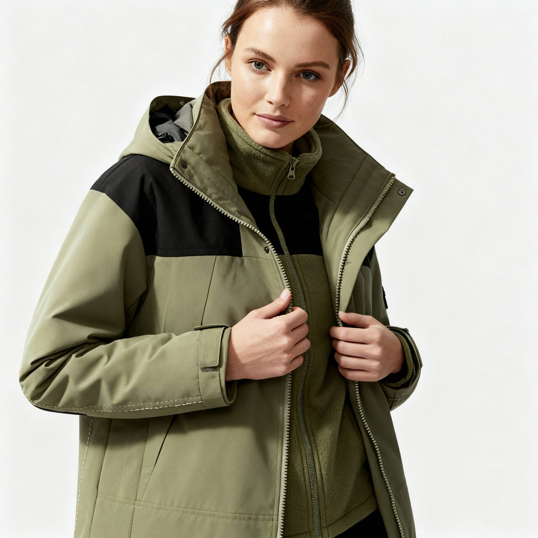 Women's 3-in-1 Fleece-Lined Winter Jacket with Hood